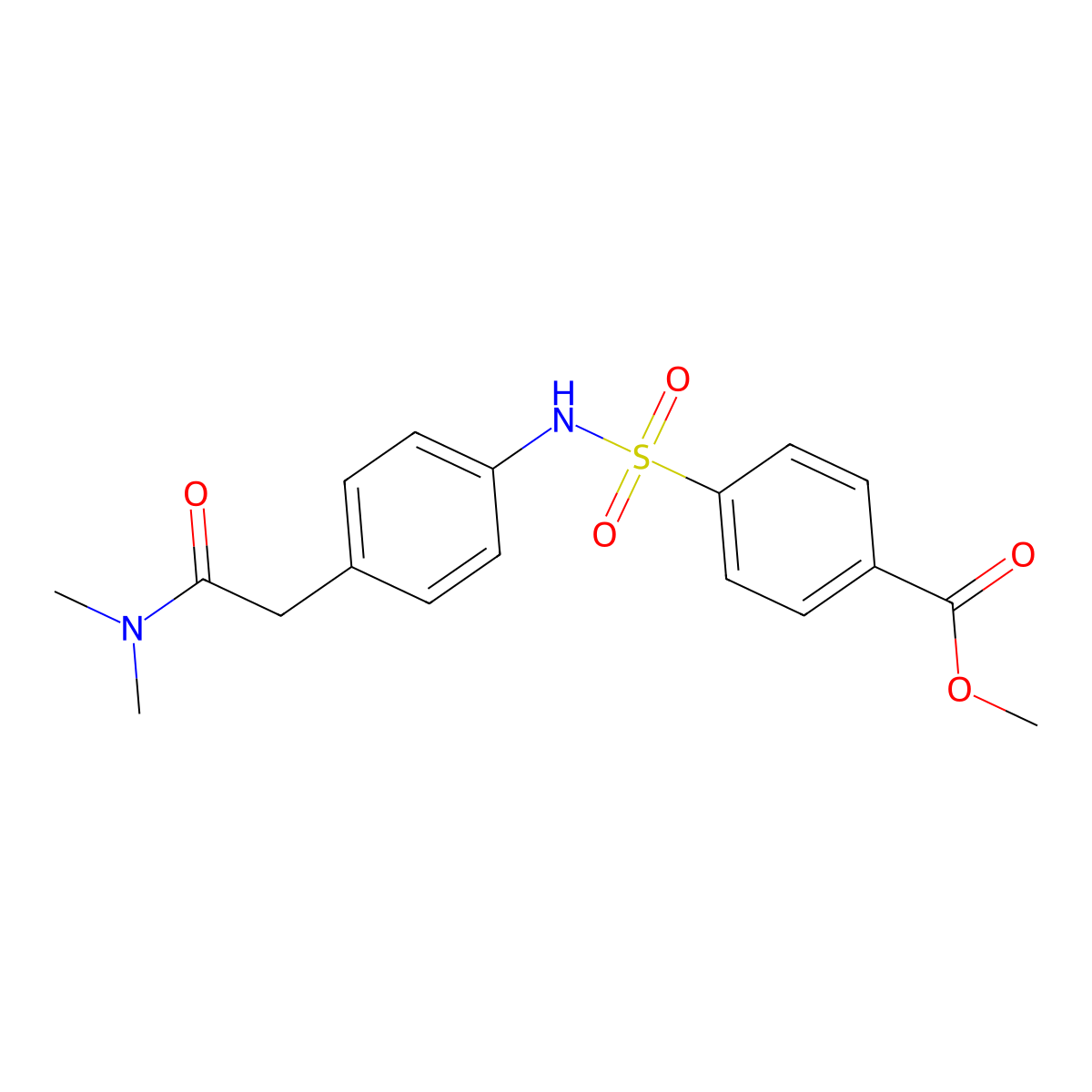 methyl 4-(N-(4-(2-(dimethylamino)-2-oxoethyl)phenyl)sulfamoyl)benzoate molecular structure, CAS 1396862-89-7