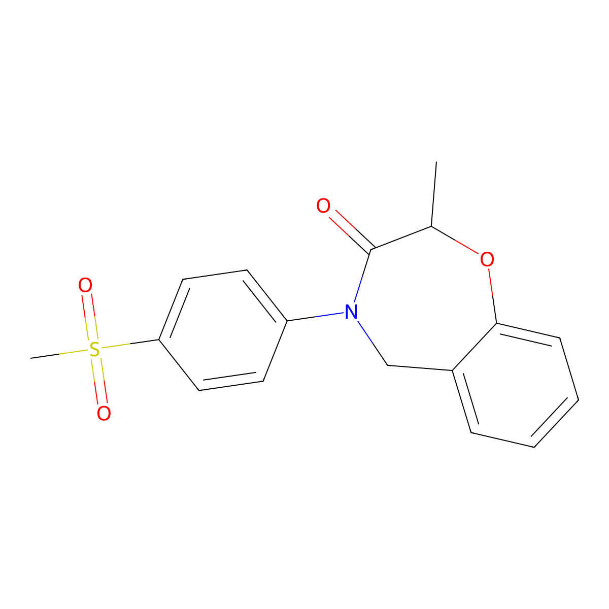 2-methyl-4-[4-(methylsulfonyl)phenyl]-4,5-dihydro-1,4-benzoxazepin-3(2H)-one molecular structure, CAS 1396862-93-3