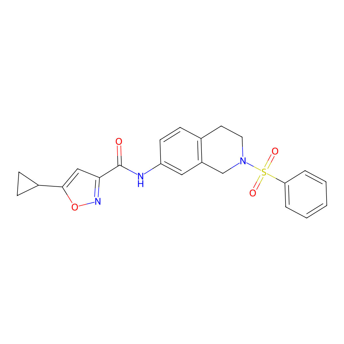 5-cyclopropyl-N-(2-(phenylsulfonyl)-1,2,3,4-tetrahydroisoquinolin-7-yl)isoxazole-3-carboxamide molecular structure, CAS 1396862-94-4