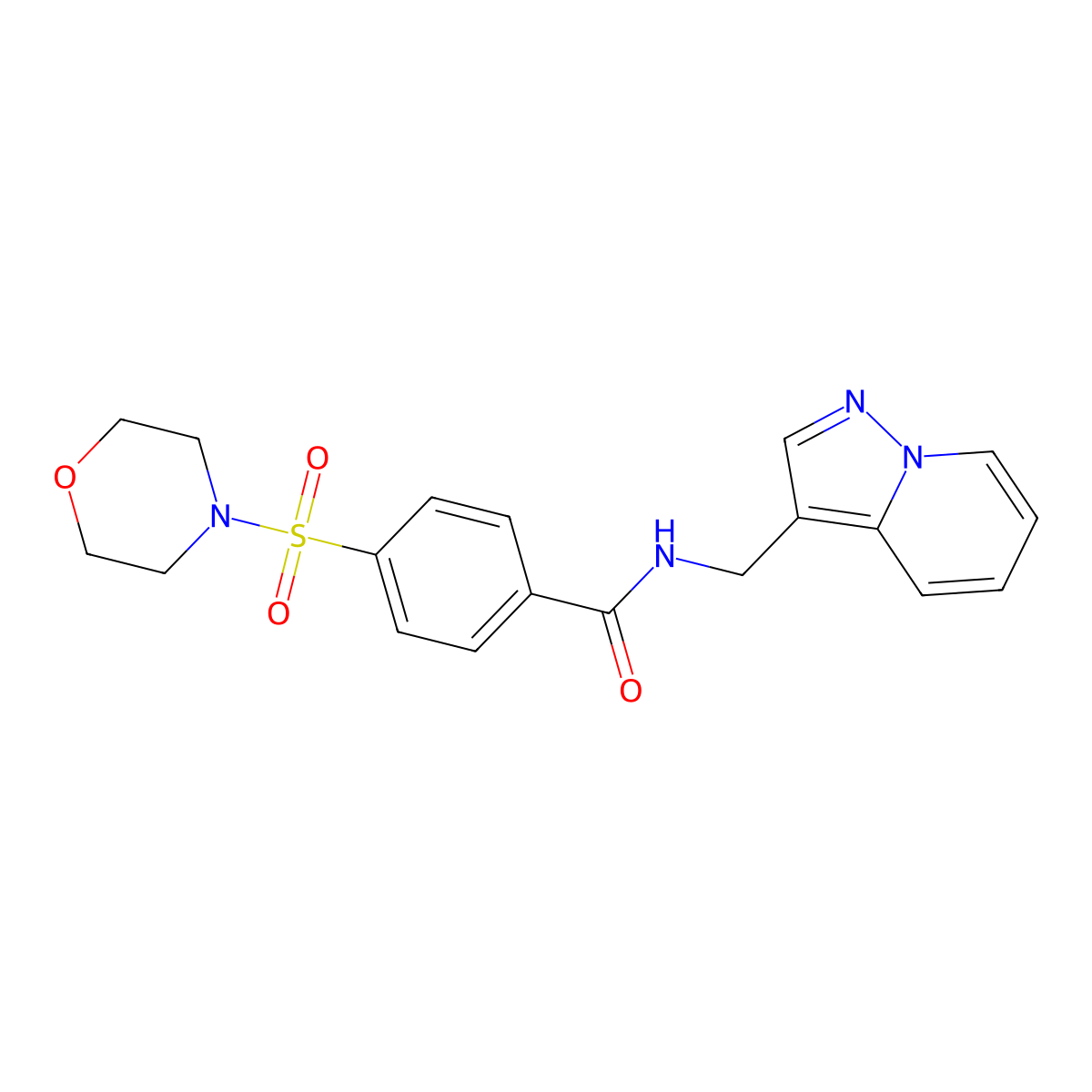 4-(morpholinosulfonyl)-N-(pyrazolo[1,5-a]pyridin-3-ylmethyl)benzamide molecular structure, CAS 1396863-02-7