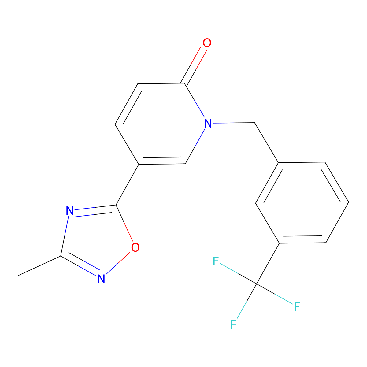5-(3-Methyl-1,2,4-oxadiazol-5-yl)-1-{[3-(trifluoromethyl)phenyl]methyl}-1,2-dihydropyridin-2-one molecular structure, CAS 1396863-04-9