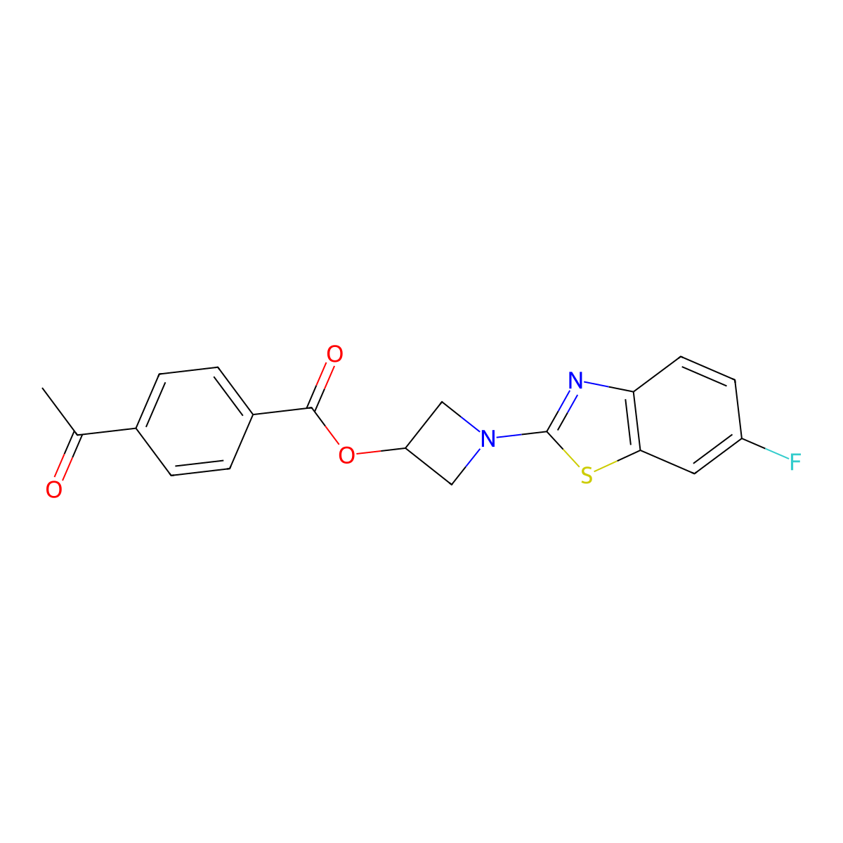 1-(6-Fluorobenzo[d]thiazol-2-yl)azetidin-3-yl 4-acetylbenzoate molecular structure, CAS 1396863-06-1