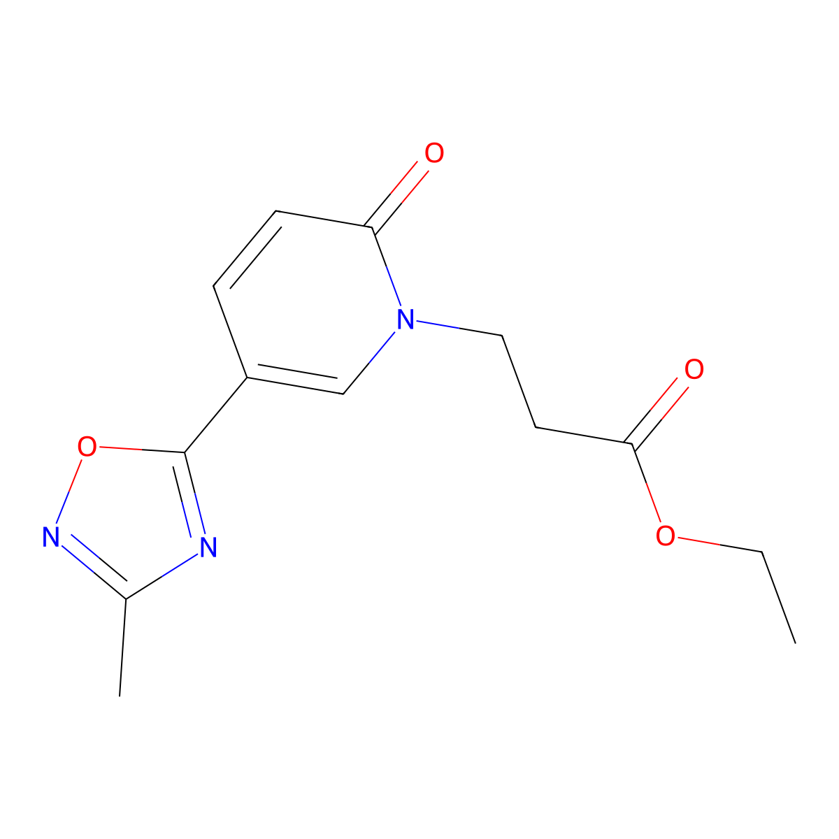 ethyl 3-[5-(3-methyl-1,2,4-oxadiazol-5-yl)-2-oxopyridin-1(2H)-yl]propanoate molecular structure, CAS 1396863-10-7