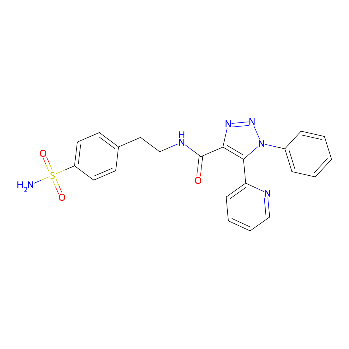 N-{2-[4-(aminosulfonyl)phenyl]ethyl}-1-phenyl-5-pyridin-2-yl-1H-1,2,3-triazole-4-carboxamide molecular structure, CAS 1396863-12-9