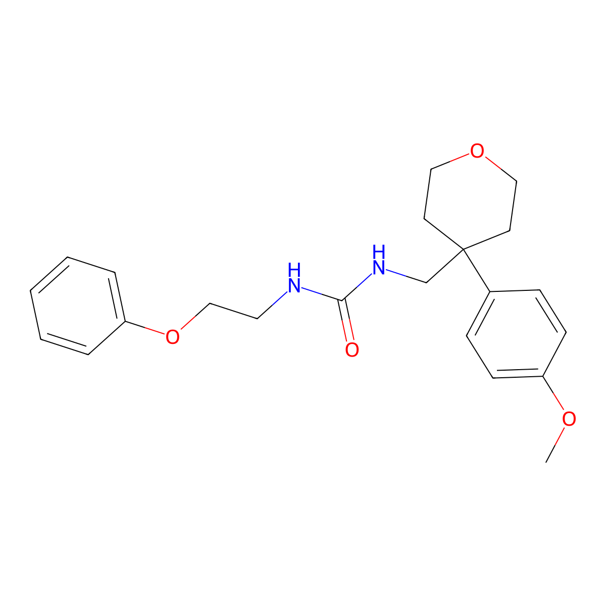 1-((4-(4-methoxyphenyl)tetrahydro-2H-pyran-4-yl)methyl)-3-(2-phenoxyethyl)urea molecular structure, CAS 1396863-13-0