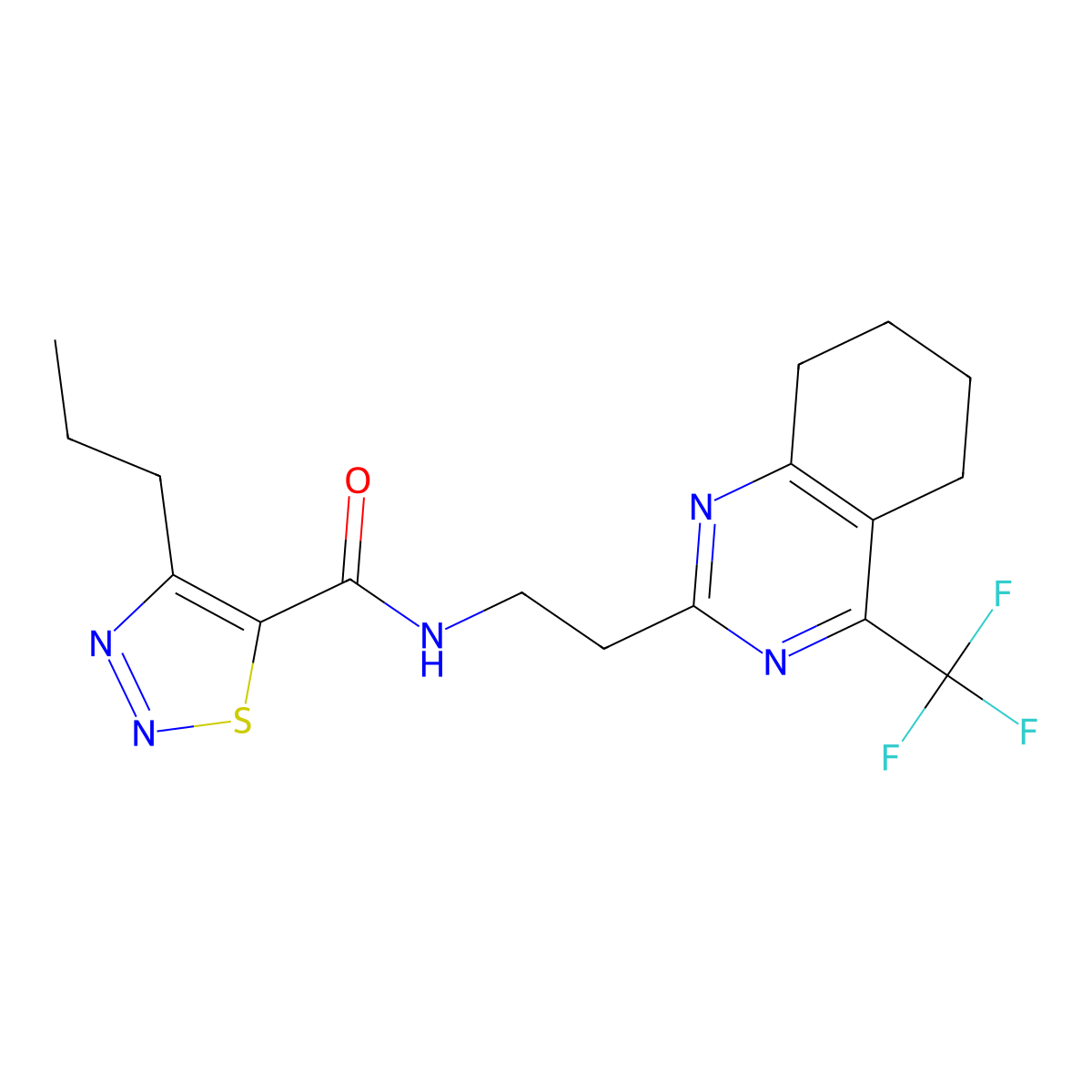 4-propyl-N-{2-[4-(trifluoromethyl)-5,6,7,8-tetrahydroquinazolin-2-yl]ethyl}-1,2,3-thiadiazole-5-carboxamide molecular structure, CAS 1396863-15-2