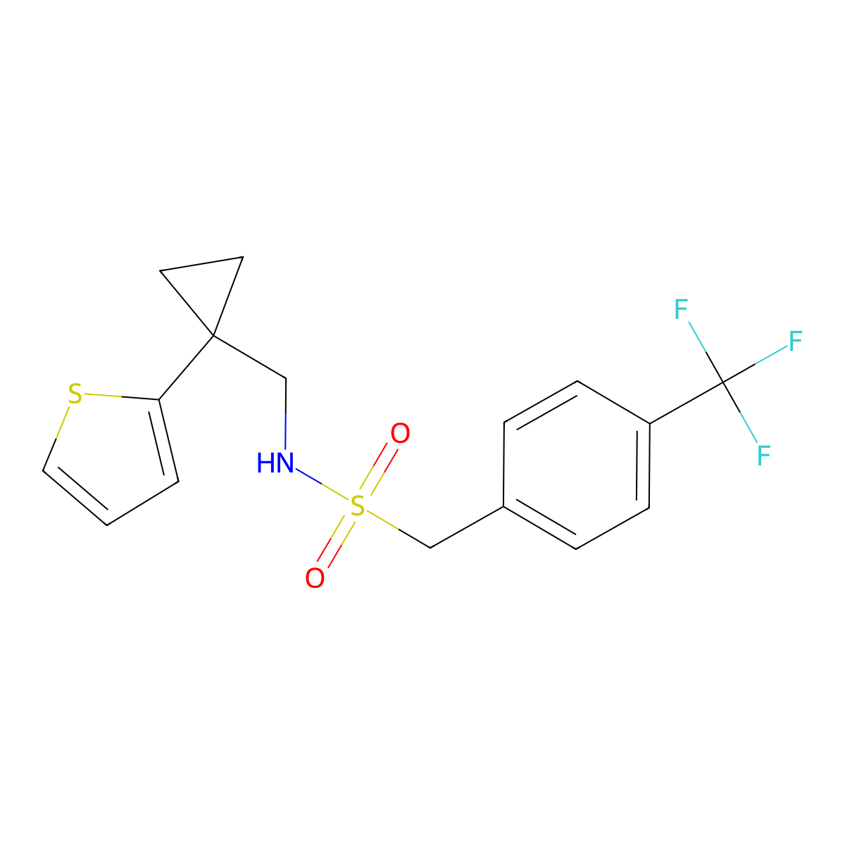 N-{[1-(thiophen-2-yl)cyclopropyl]methyl}-1-[4-(trifluoromethyl)phenyl]methanesulfonamide molecular structure, CAS 1396863-18-5