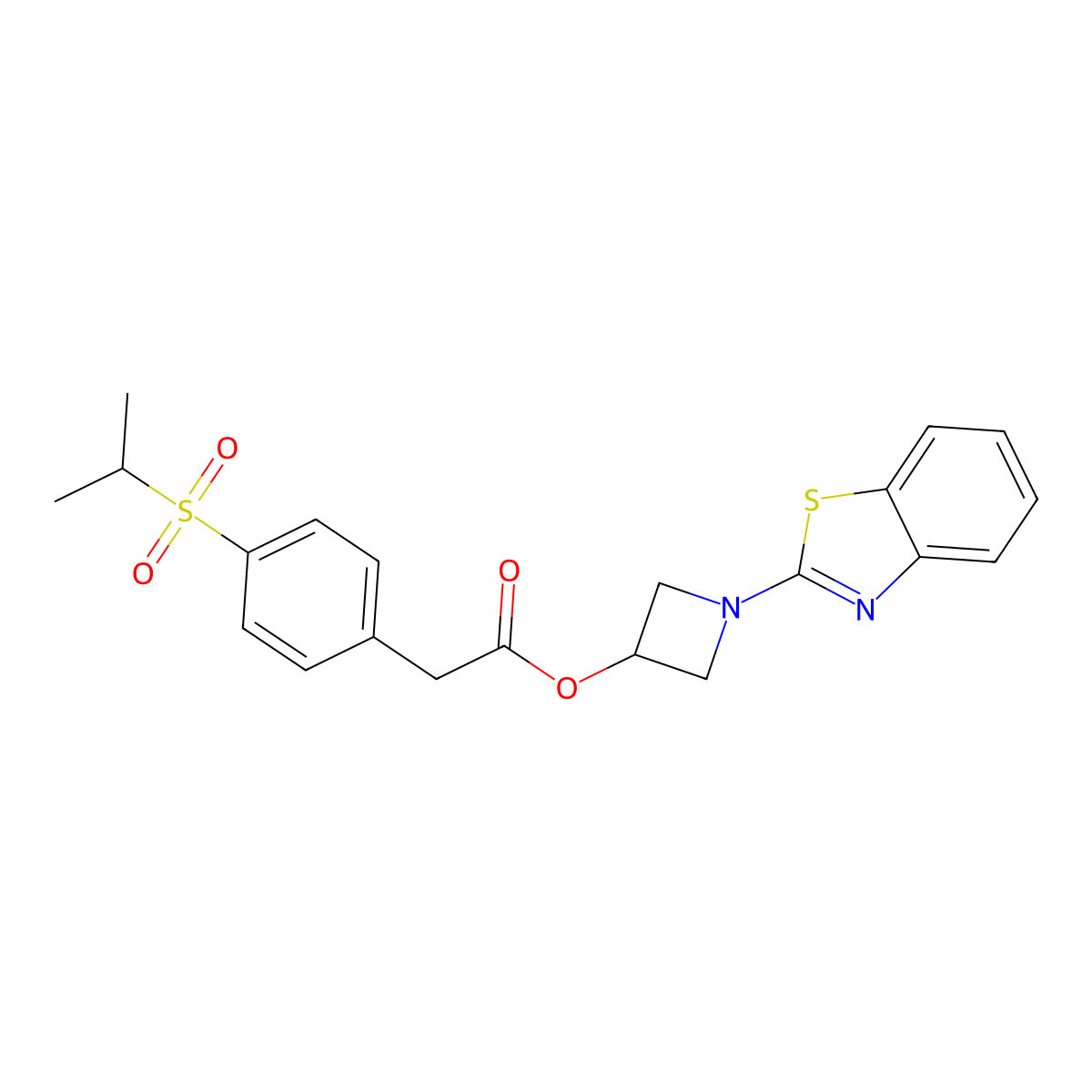 1-(Benzo[d]thiazol-2-yl)azetidin-3-yl 2-(4-(isopropylsulfonyl)phenyl)acetate molecular structure, CAS 1396863-20-9