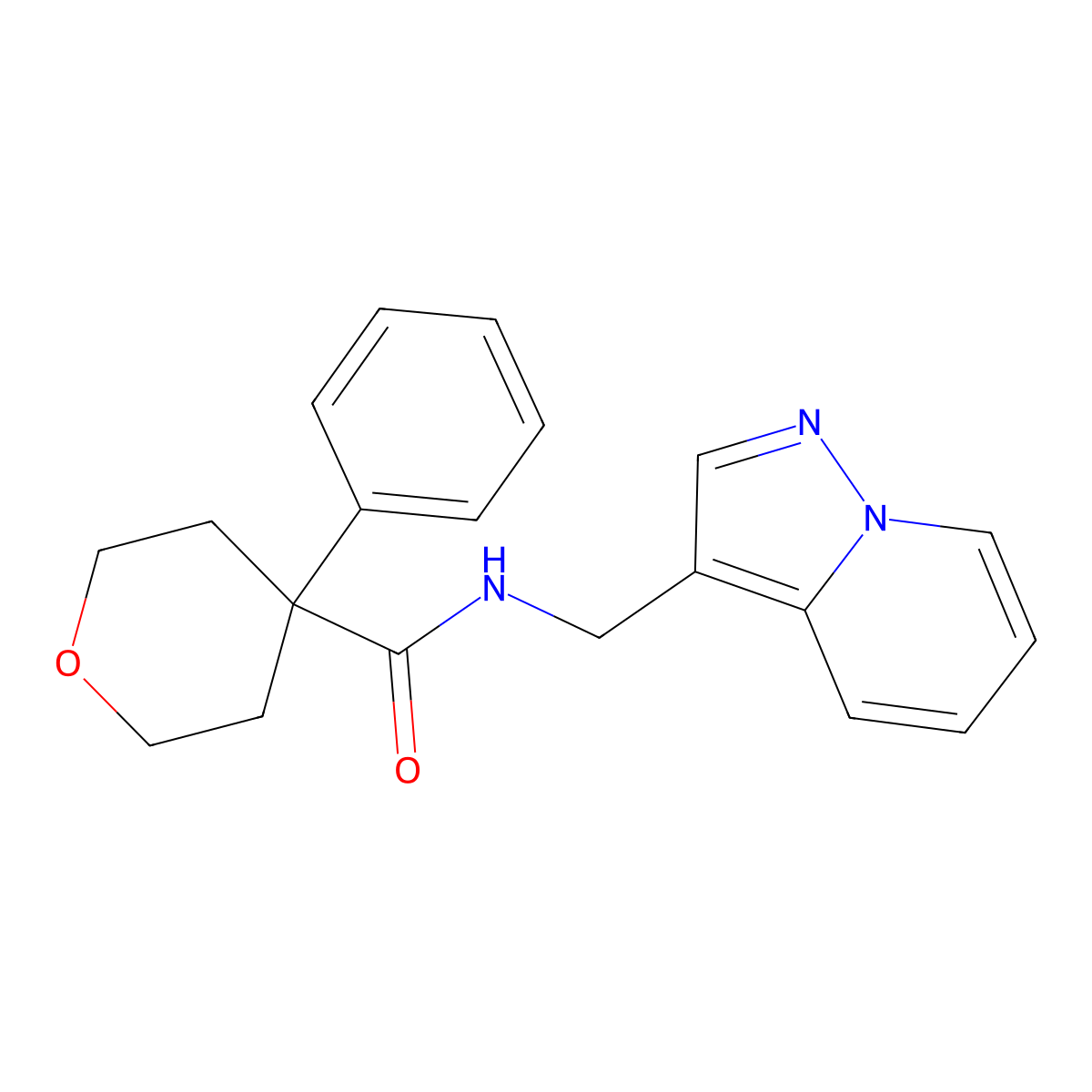 4-phenyl-N-(pyrazolo[1,5-a]pyridin-3-ylmethyl)tetrahydro-2H-pyran-4-carboxamide molecular structure, CAS 1396863-22-1