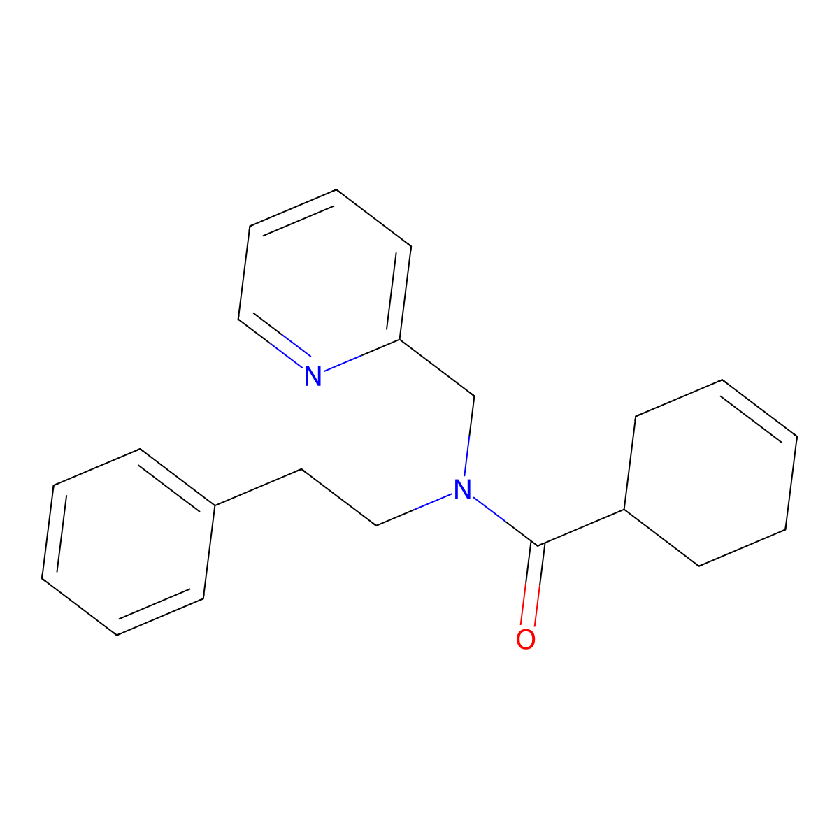 N-phenethyl-N-(pyridin-2-ylmethyl)cyclohex-3-enecarboxamide molecular structure, CAS 1396863-24-3