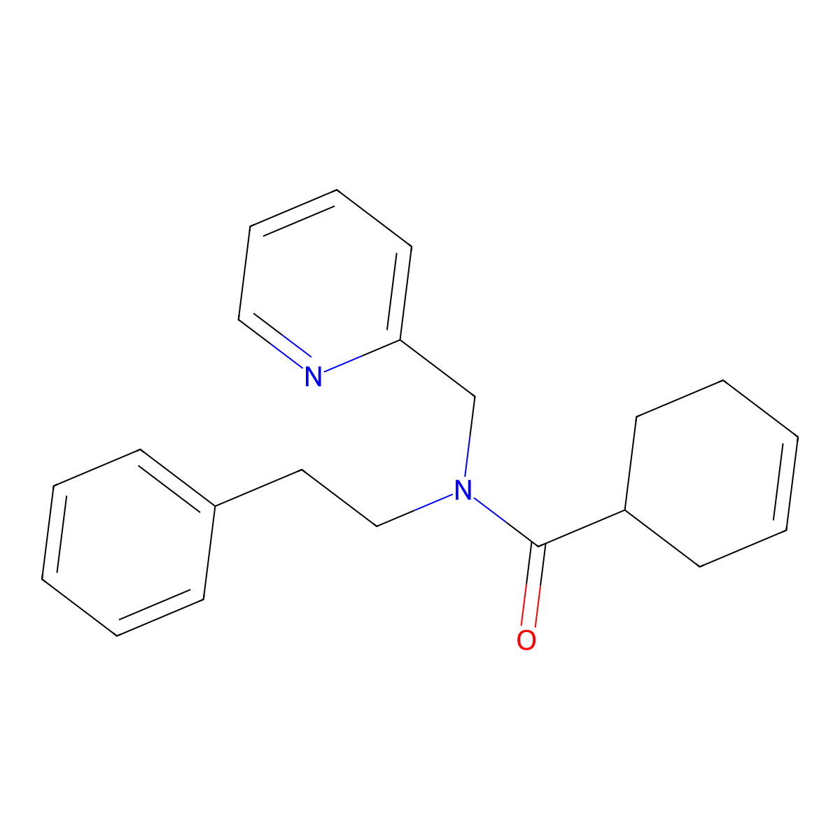 N-phenethyl-N-(pyridin-2-ylmethyl)cyclohex-3-enecarboxamide molecular structure, CAS 1396863-24-3