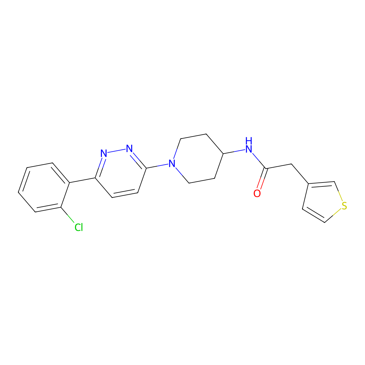 N-{1-[6-(2-chlorophenyl)pyridazin-3-yl]piperidin-4-yl}-2-(3-thienyl)acetamide molecular structure, CAS 1396863-27-6