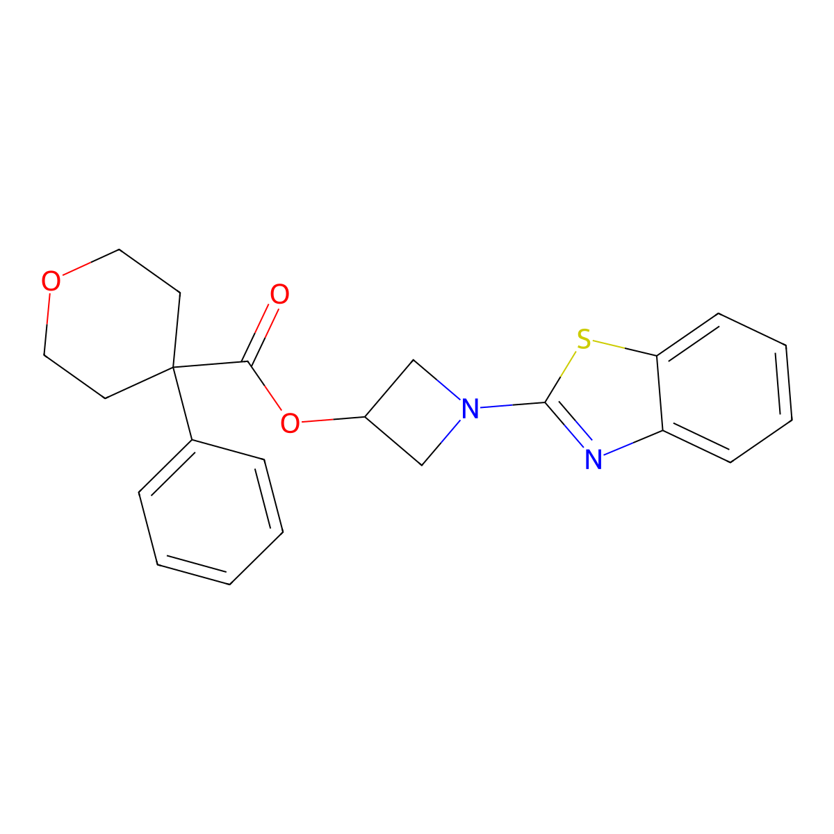 1-(benzo[d]thiazol-2-yl)azetidin-3-yl 4-phenyltetrahydro-2H-pyran-4-carboxylate molecular structure, CAS 1396863-28-7
