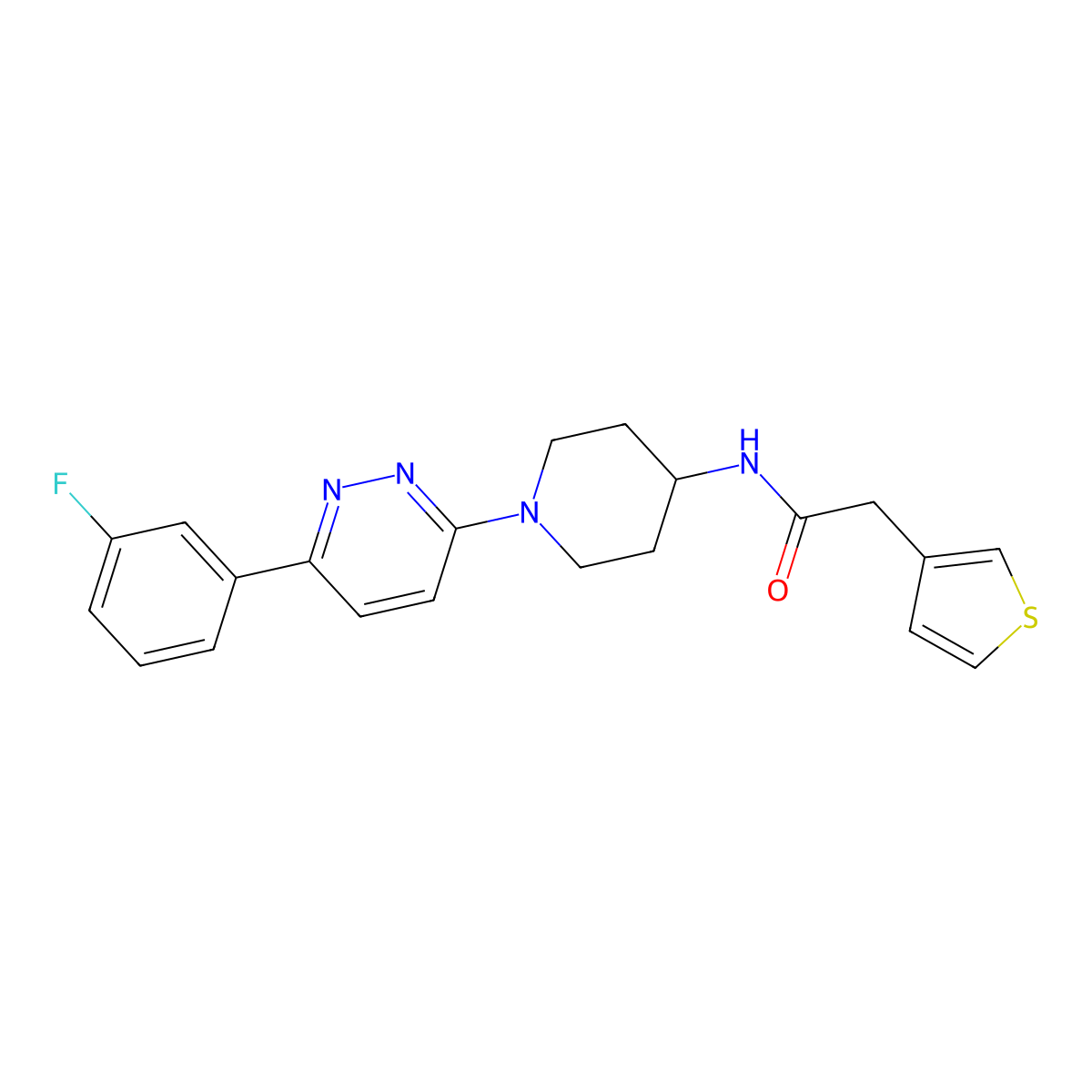 N-{1-[6-(3-fluorophenyl)pyridazin-3-yl]piperidin-4-yl}-2-(3-thienyl)acetamide molecular structure, CAS 1396863-35-6