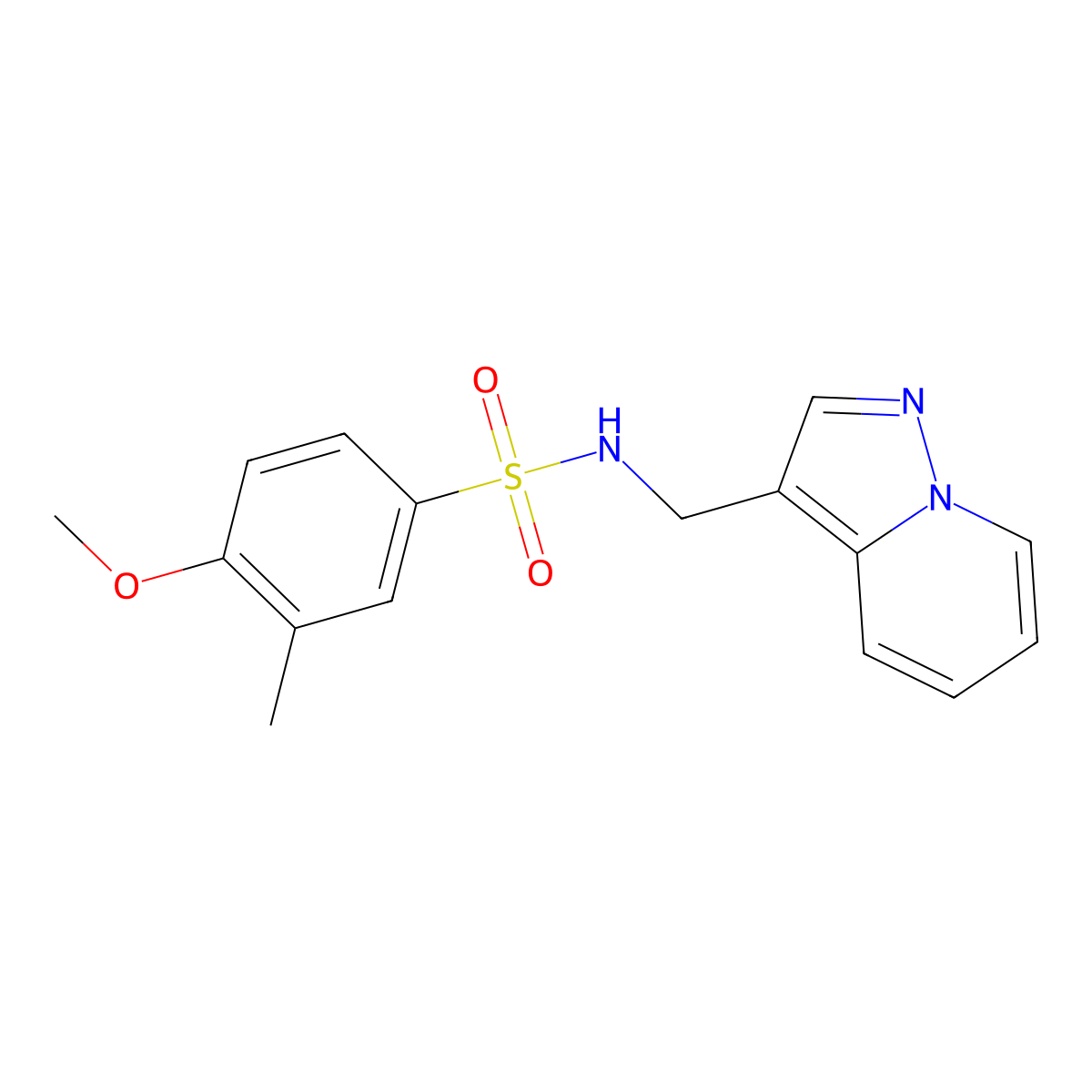 4-methoxy-3-methyl-N-(pyrazolo[1,5-a]pyridin-3-ylmethyl)benzenesulfonamide molecular structure, CAS 1396863-36-7