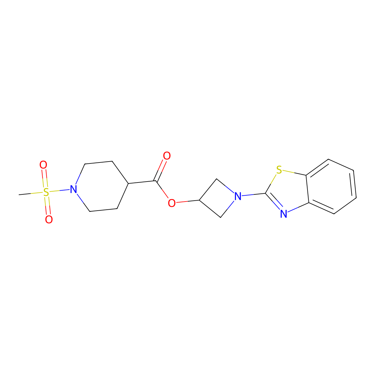 1-(Benzo[d]thiazol-2-yl)azetidin-3-yl 1-(methylsulfonyl)piperidine-4-carboxylate molecular structure, CAS 1396863-47-0