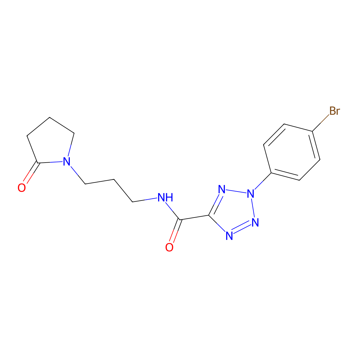 2-(4-bromophenyl)-N-(3-(2-oxopyrrolidin-1-yl)propyl)-2H-tetrazole-5-carboxamide molecular structure, CAS 1396863-52-7