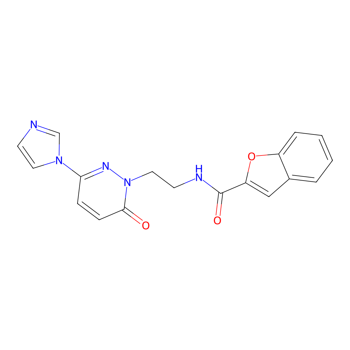 N-(2-(3-(1H-imidazol-1-yl)-6-oxopyridazin-1(6H)-yl)ethyl)benzofuran-2-carboxamide molecular structure, CAS 1396863-53-8