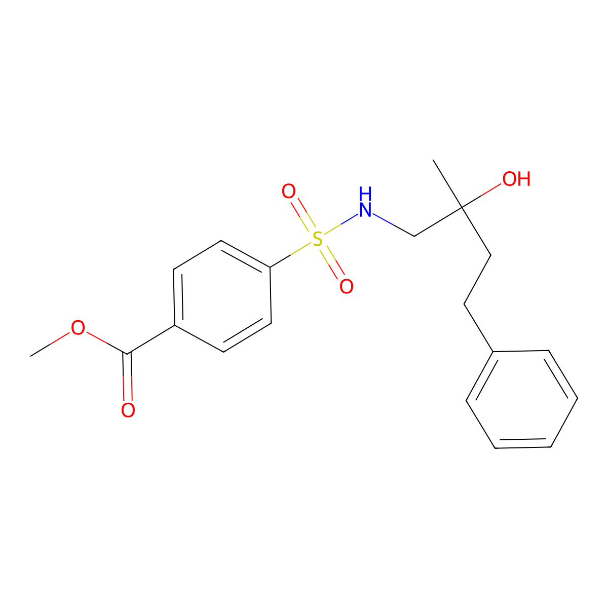 Methyl 4-[(2-hydroxy-2-methyl-4-phenylbutyl)sulfamoyl]benzoate molecular structure, CAS 1396863-60-7