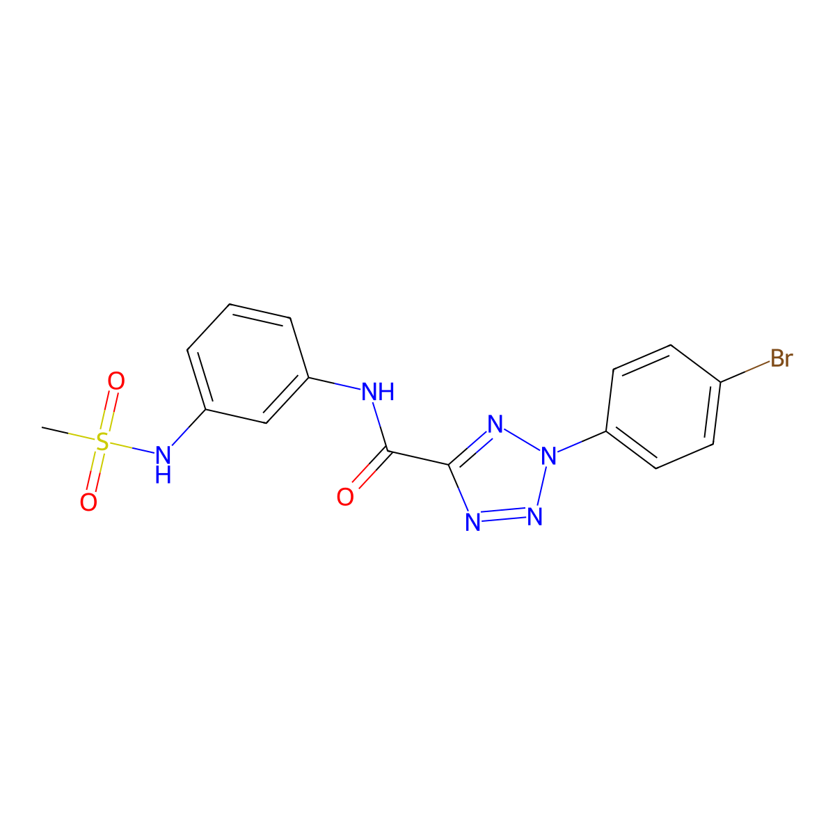 2-(4-bromophenyl)-N-(3-methanesulfonamidophenyl)-2H-1,2,3,4-tetrazole-5-carboxamide molecular structure, CAS 1396863-61-8