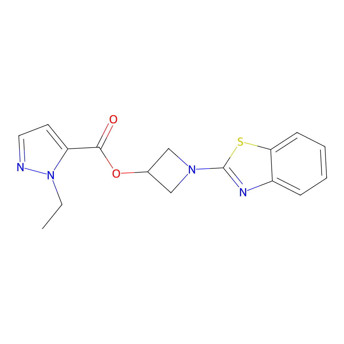 1-(benzo[d]thiazol-2-yl)azetidin-3-yl 1-ethyl-1H-pyrazole-5-carboxylate molecular structure, CAS 1396863-63-0