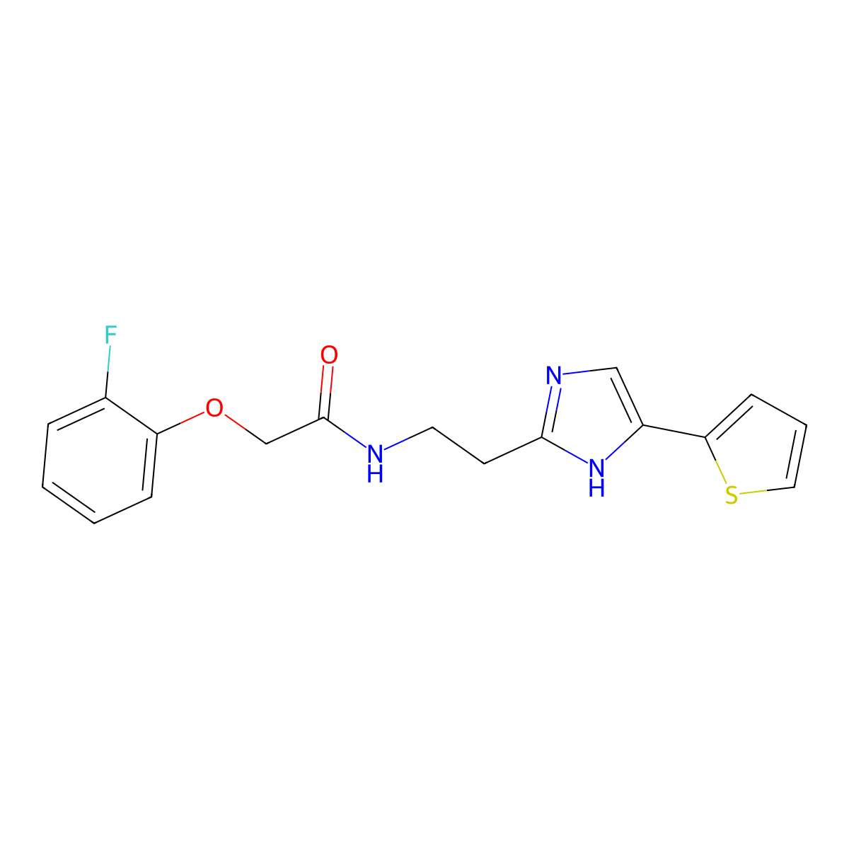 2-(2-fluorophenoxy)-N-(2-(4-(thiophen-2-yl)-1H-imidazol-2-yl)ethyl)acetamide molecular structure, CAS 1396863-66-3