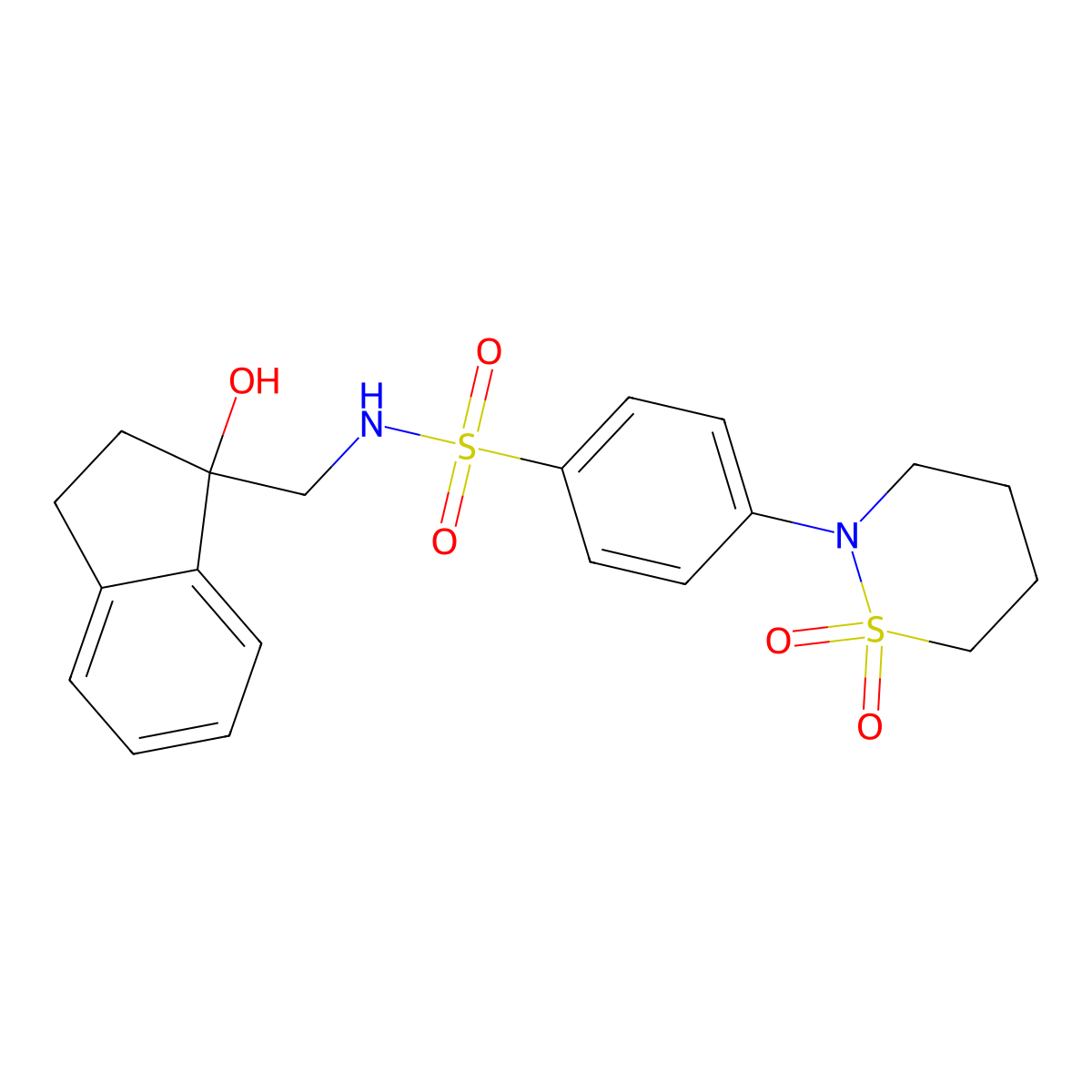 4-(1,1-dioxido-1,2-thiazinan-2-yl)-N-((1-hydroxy-2,3-dihydro-1H-inden-1-yl)methyl)benzenesulfonamide molecular structure, CAS 1396863-71-0