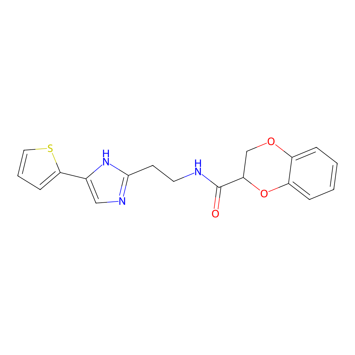 N-(2-(4-(thiophen-2-yl)-1H-imidazol-2-yl)ethyl)-2,3-dihydrobenzo[b][1,4]dioxine-2-carboxamide molecular structure, CAS 1396863-74-3