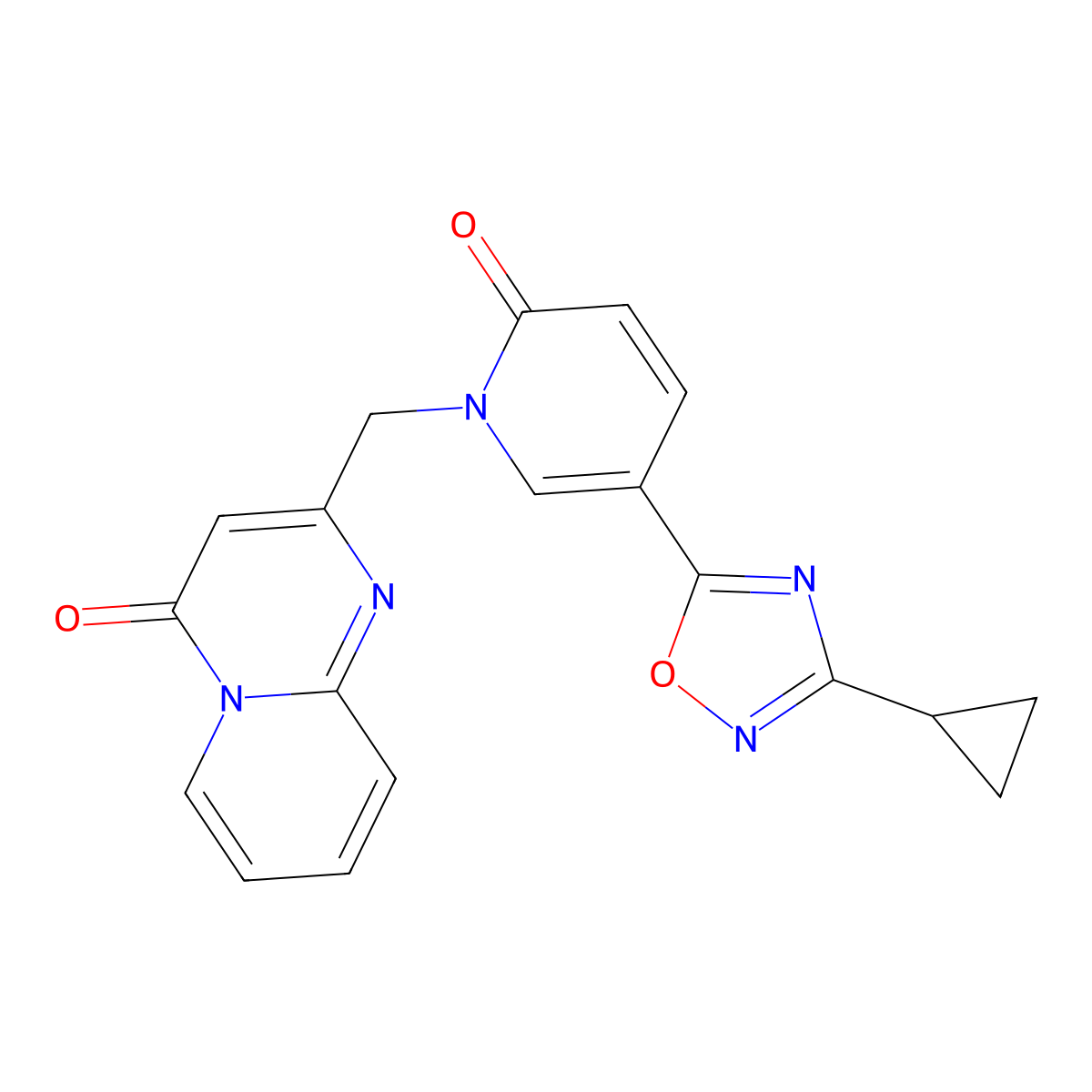 2-{[5-(3-cyclopropyl-1,2,4-oxadiazol-5-yl)-2-oxopyridin-1(2H)-yl]methyl}-4H-pyrido[1,2-a]pyrimidin-4-one molecular structure, CAS 1396863-81-2