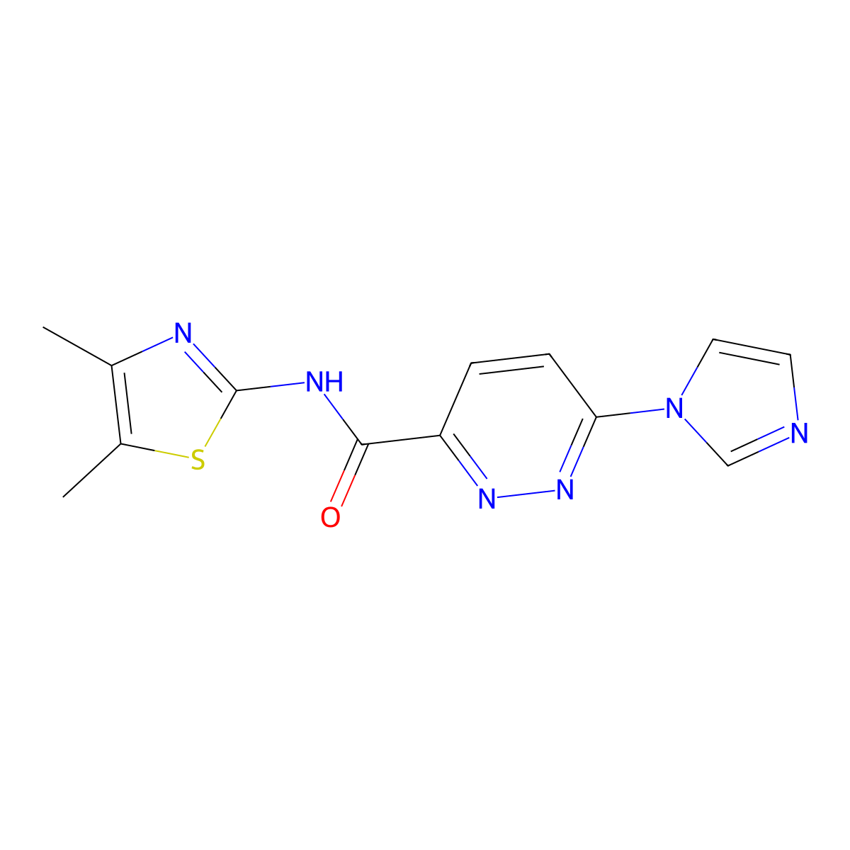 N-(4,5-dimethylthiazol-2-yl)-6-(1H-imidazol-1-yl)pyridazine-3-carboxamide molecular structure, CAS 1396863-86-7