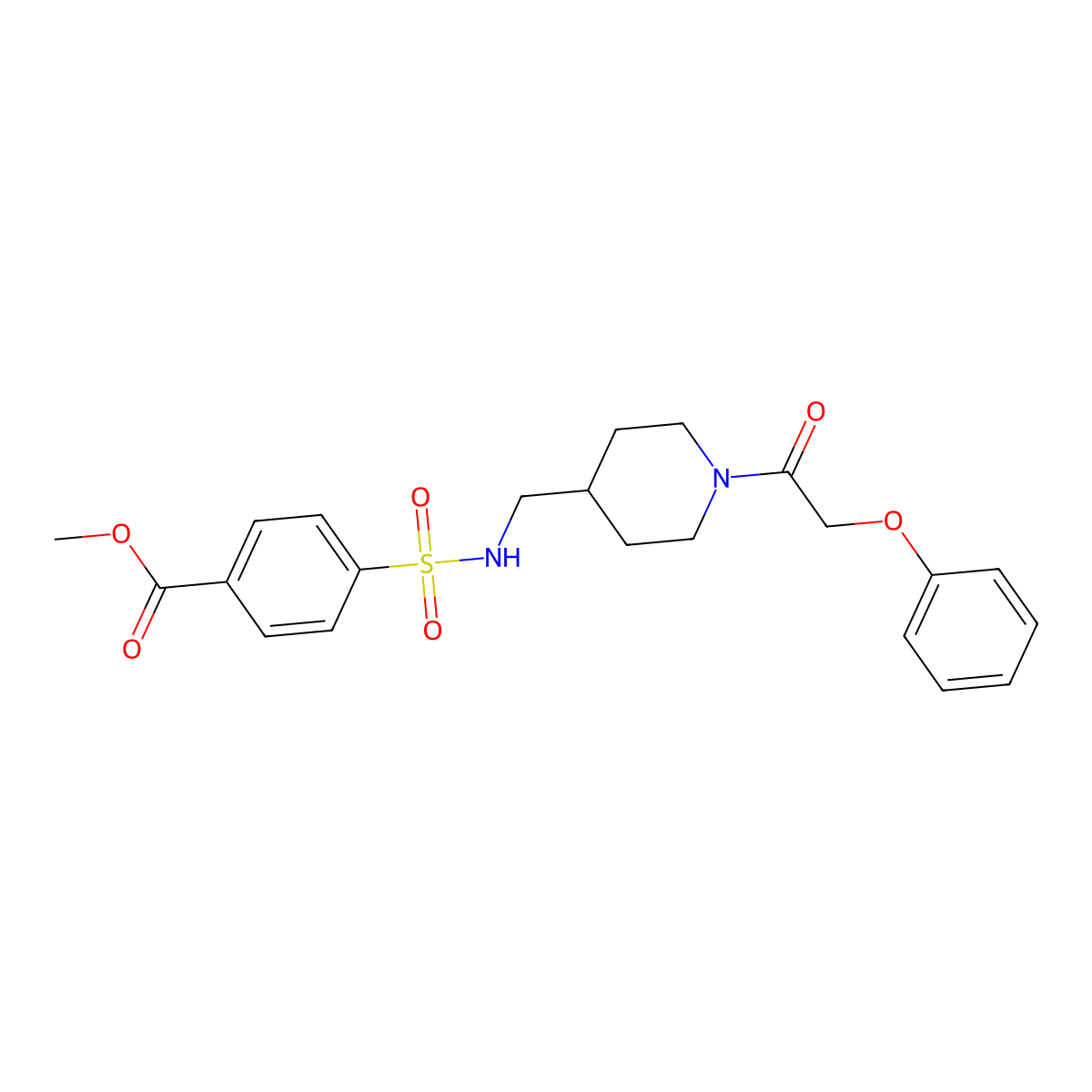 methyl 4-(N-((1-(2-phenoxyacetyl)piperidin-4-yl)methyl)sulfamoyl)benzoate molecular structure, CAS 1396863-87-8
