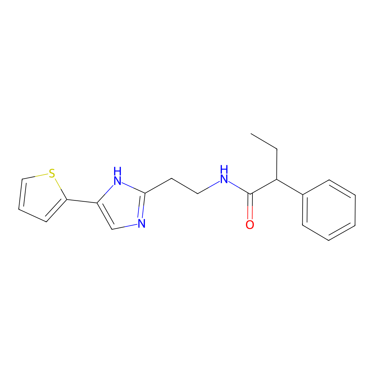 2-phenyl-N-{2-[4-(thiophen-2-yl)-1H-imidazol-2-yl]ethyl}butanamide molecular structure, CAS 1396863-89-0
