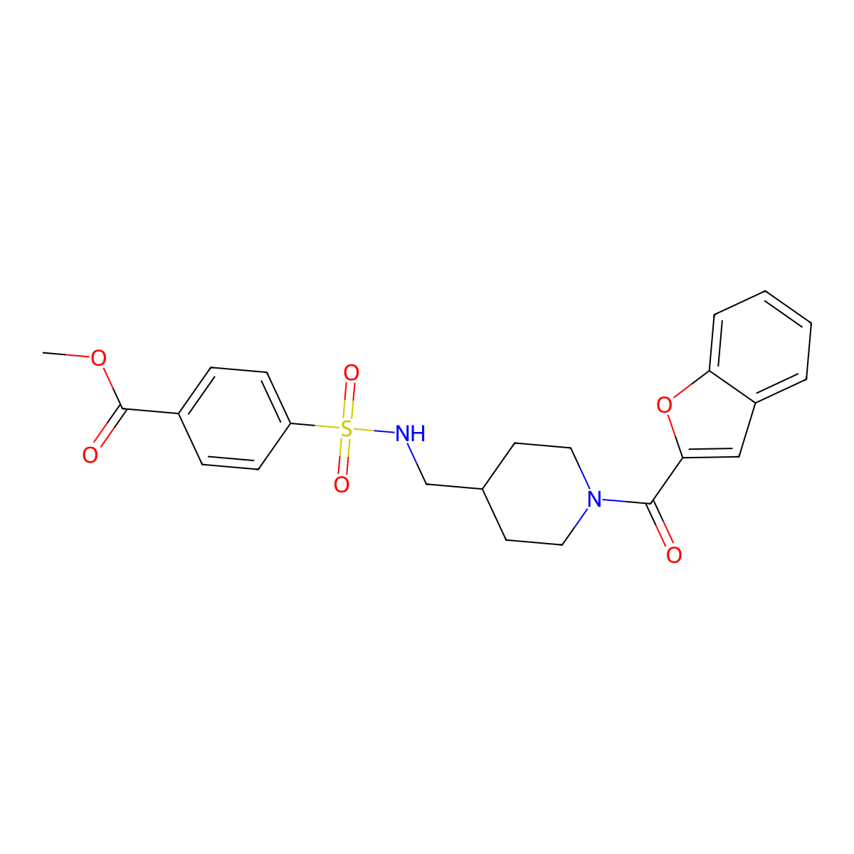 methyl 4-(N-((1-(benzofuran-2-carbonyl)piperidin-4-yl)methyl)sulfamoyl)benzoate molecular structure, CAS 1396863-93-6