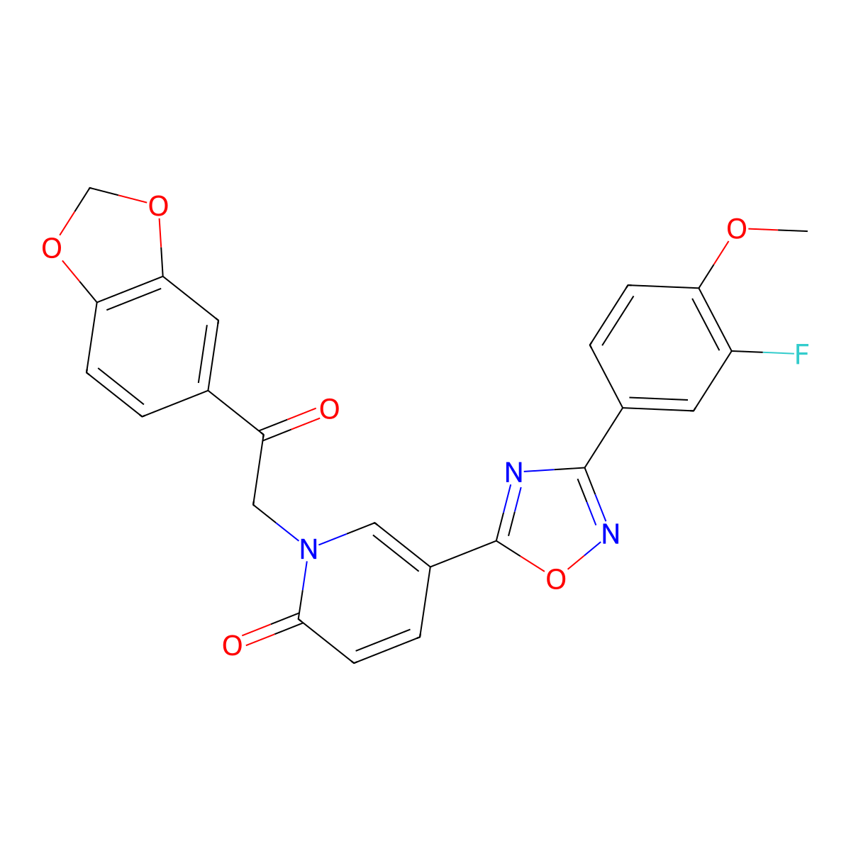 1-[2-(1,3-benzodioxol-5-yl)-2-oxoethyl]-5-[3-(3-fluoro-4-methoxyphenyl)-1,2,4-oxadiazol-5-yl]pyridin-2(1H)-one molecular structure, CAS 1396863-95-8