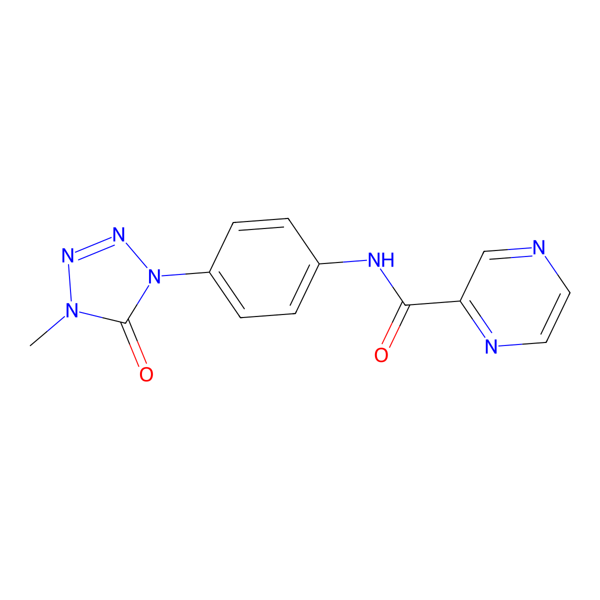N-(4-(4-methyl-5-oxo-4,5-dihydro-1H-tetrazol-1-yl)phenyl)pyrazine-2-carboxamide molecular structure, CAS 1396864-01-9