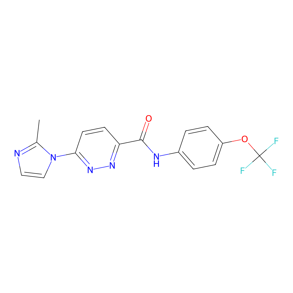 6-(2-methyl-1H-imidazol-1-yl)-N-(4-(trifluoromethoxy)phenyl)pyridazine-3-carboxamide molecular structure, CAS 1396864-02-0