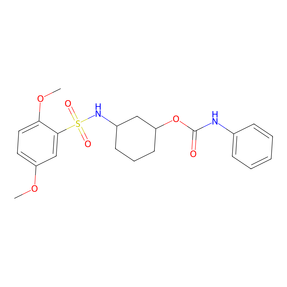 3-(2,5-dimethoxybenzenesulfonamido)cyclohexyl N-phenylcarbamate molecular structure, CAS 1396864-04-2