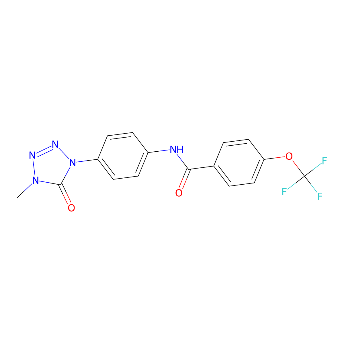N-[4-(4-methyl-5-oxo-4,5-dihydro-1H-1,2,3,4-tetrazol-1-yl)phenyl]-4-(trifluoromethoxy)benzamide molecular structure, CAS 1396864-06-4