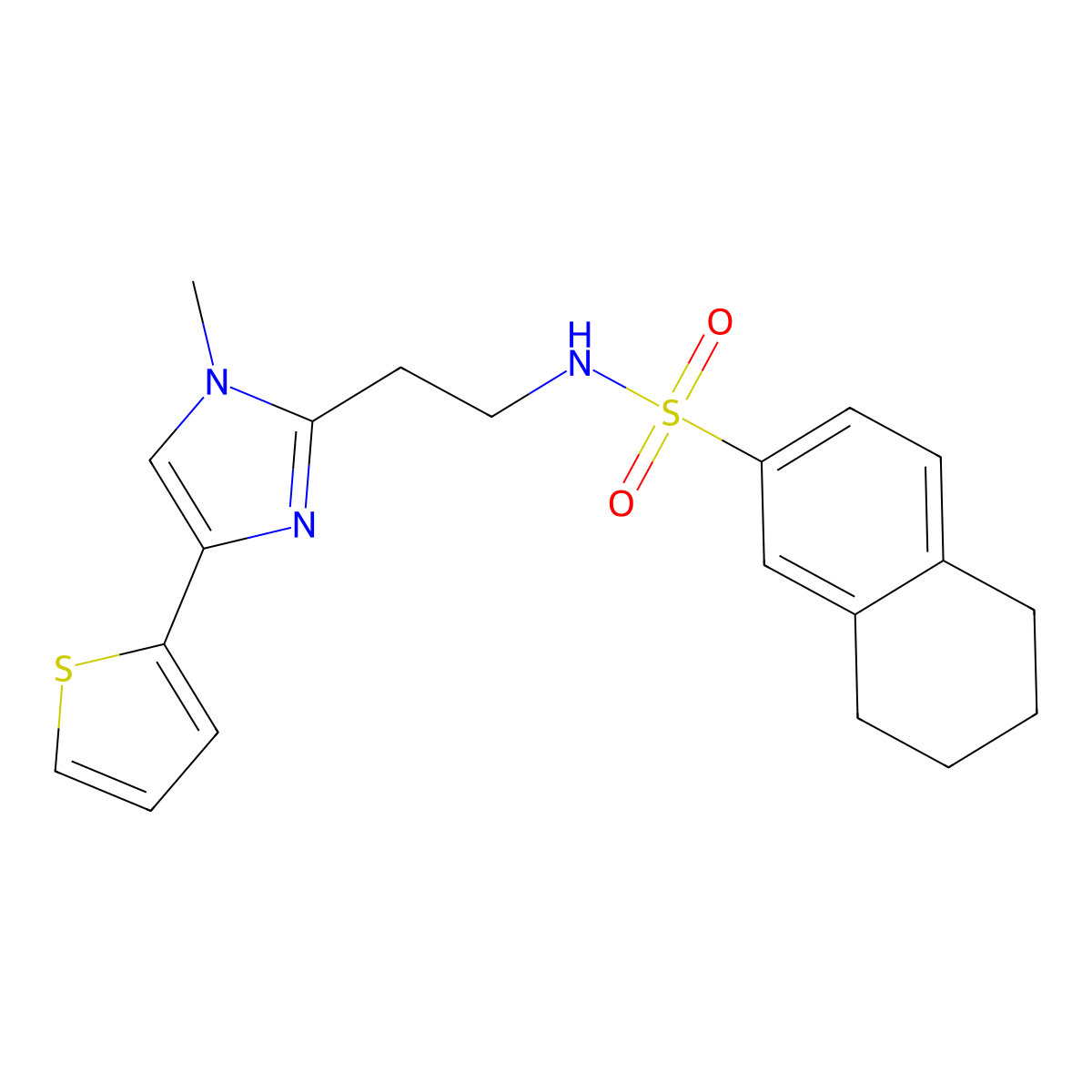 N-{2-[1-methyl-4-(thiophen-2-yl)-1H-imidazol-2-yl]ethyl}-5,6,7,8-tetrahydronaphthalene-2-sulfonamide molecular structure, CAS 1396864-14-4