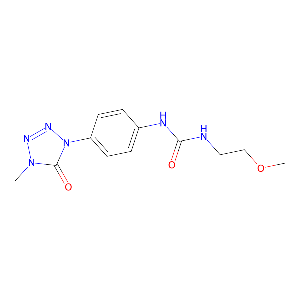 1-(2-methoxyethyl)-3-(4-(4-methyl-5-oxo-4,5-dihydro-1H-tetrazol-1-yl)phenyl)urea molecular structure, CAS 1396864-17-7