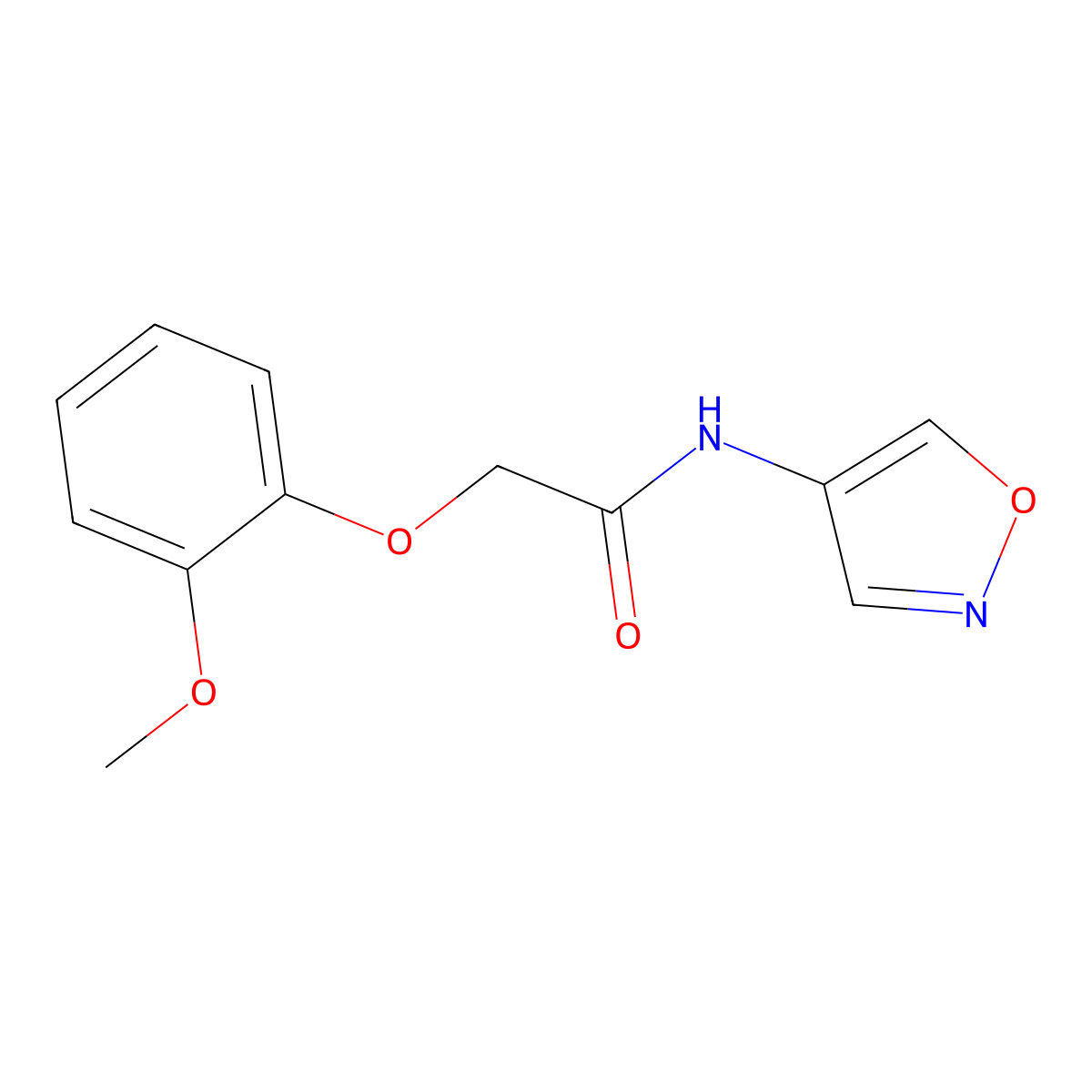 N-(isoxazol-4-yl)-2-(2-methoxyphenoxy)acetamide molecular structure, CAS 1396864-20-2