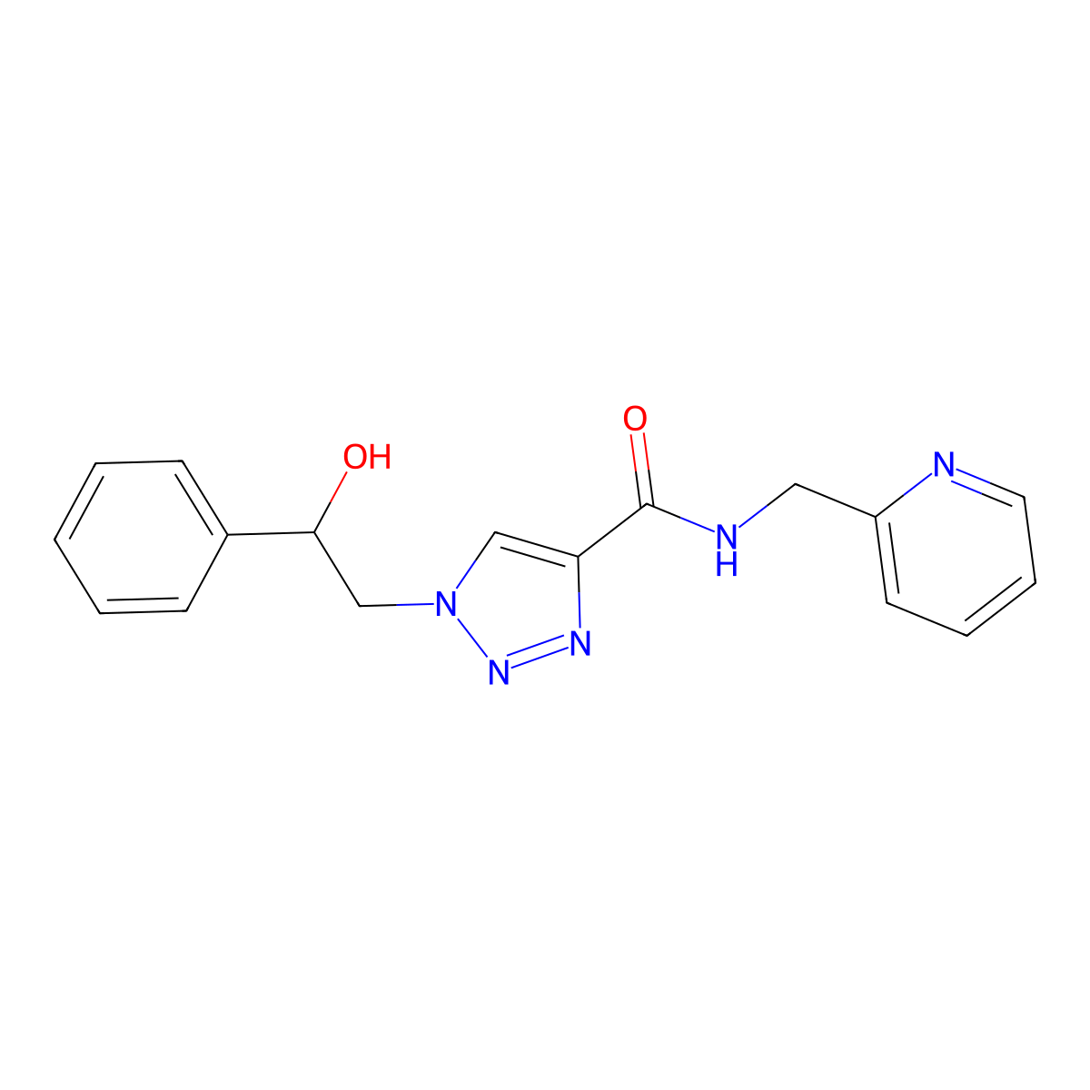 1-(2-hydroxy-2-phenylethyl)-N-(pyridin-2-ylmethyl)-1H-1,2,3-triazole-4-carboxamide molecular structure, CAS 1396864-27-9