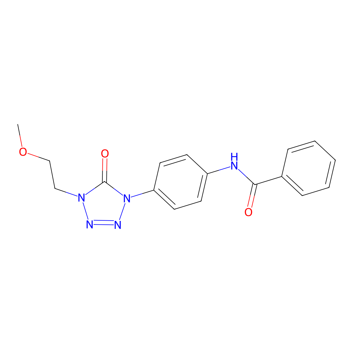 N-(4-(4-(2-methoxyethyl)-5-oxo-4,5-dihydro-1H-tetrazol-1-yl)phenyl)benzamide molecular structure, CAS 1396864-30-4