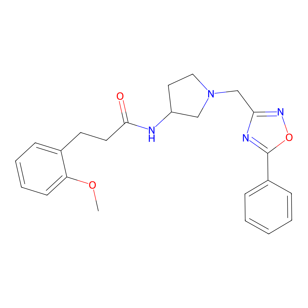 3-(2-methoxyphenyl)-N-{1-[(5-phenyl-1,2,4-oxadiazol-3-yl)methyl]pyrrolidin-3-yl}propanamide molecular structure, CAS 1396864-33-7