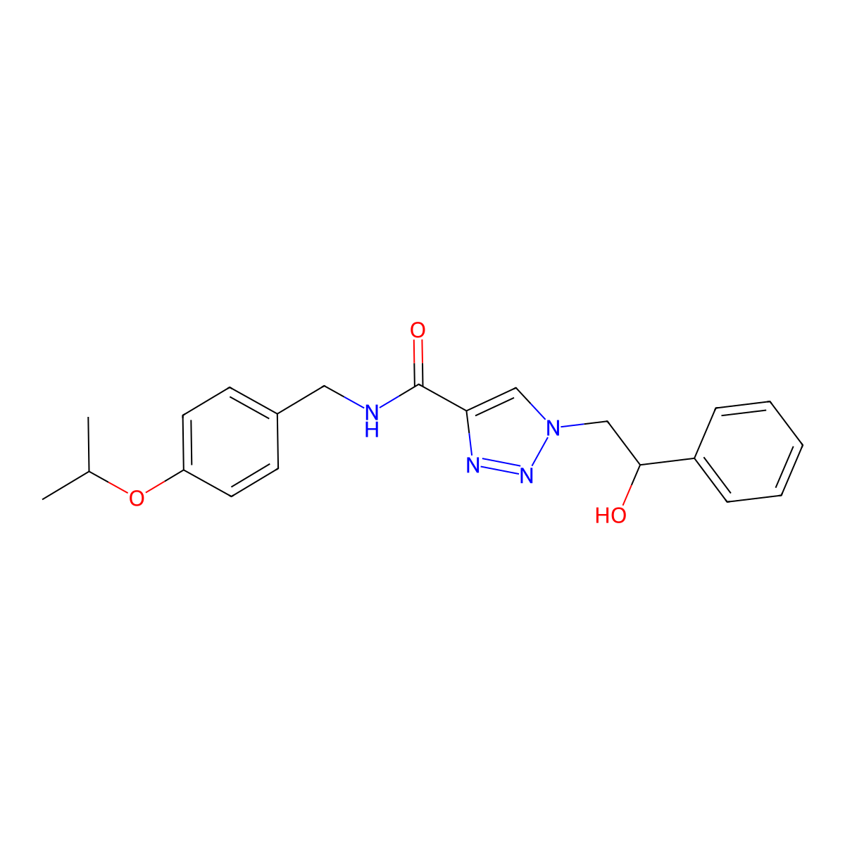 1-(2-hydroxy-2-phenylethyl)-N-(4-isopropoxybenzyl)-1H-1,2,3-triazole-4-carboxamide molecular structure, CAS 1396864-37-1