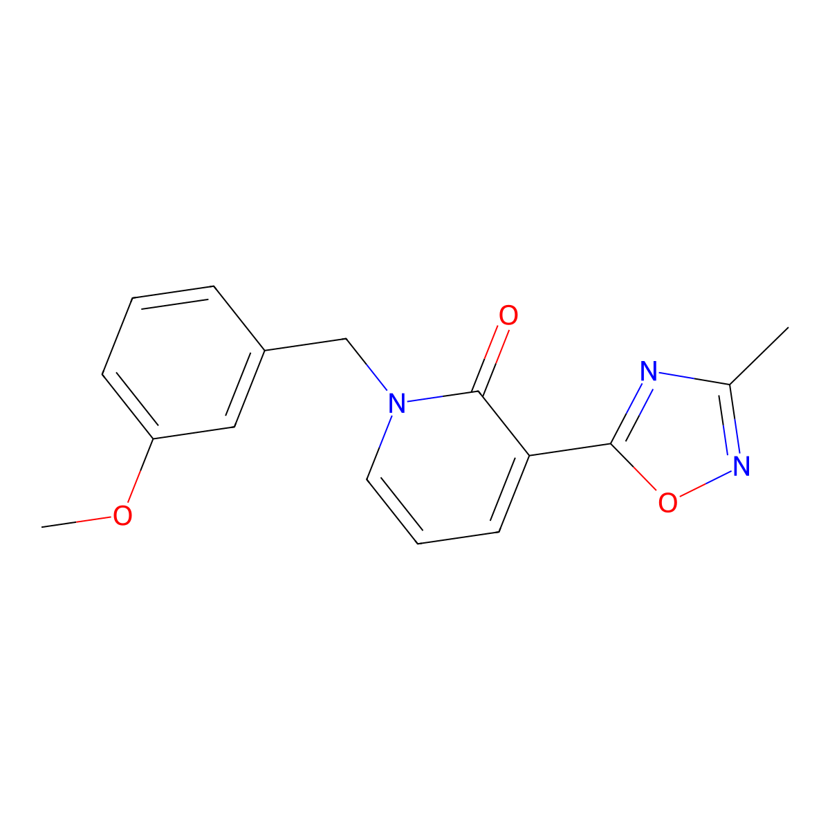 1-(3-methoxybenzyl)-3-(3-methyl-1,2,4-oxadiazol-5-yl)pyridin-2(1H)-one molecular structure, CAS 1396864-38-2