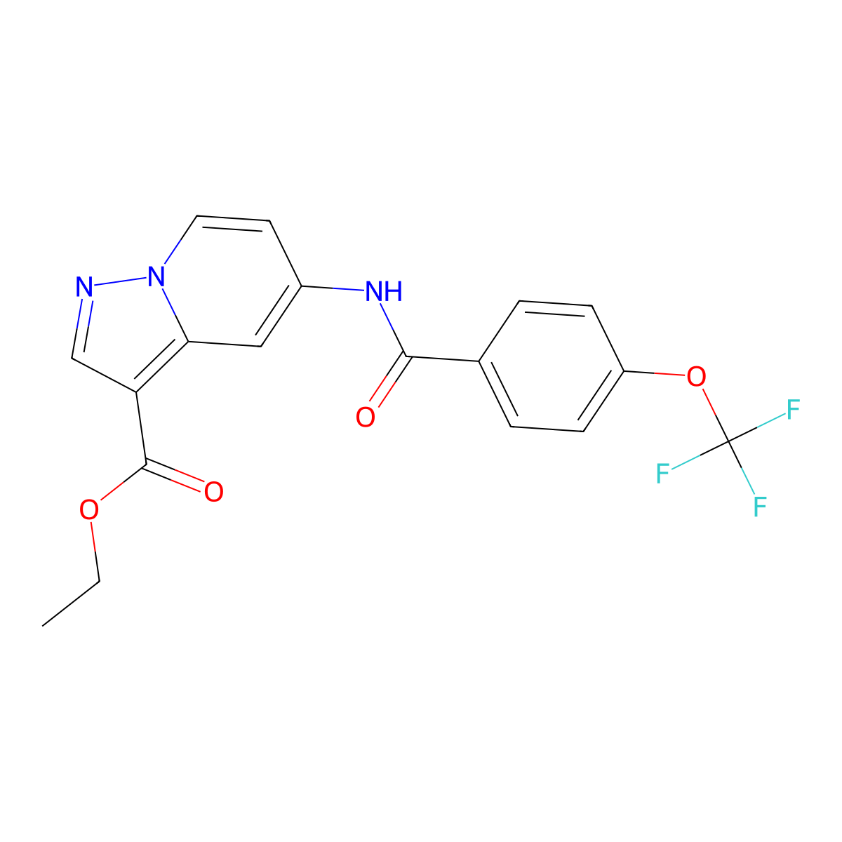 Ethyl 5-(4-(trifluoromethoxy)benzamido)pyrazolo[1,5-a]pyridine-3-carboxylate molecular structure, CAS 1396864-46-2
