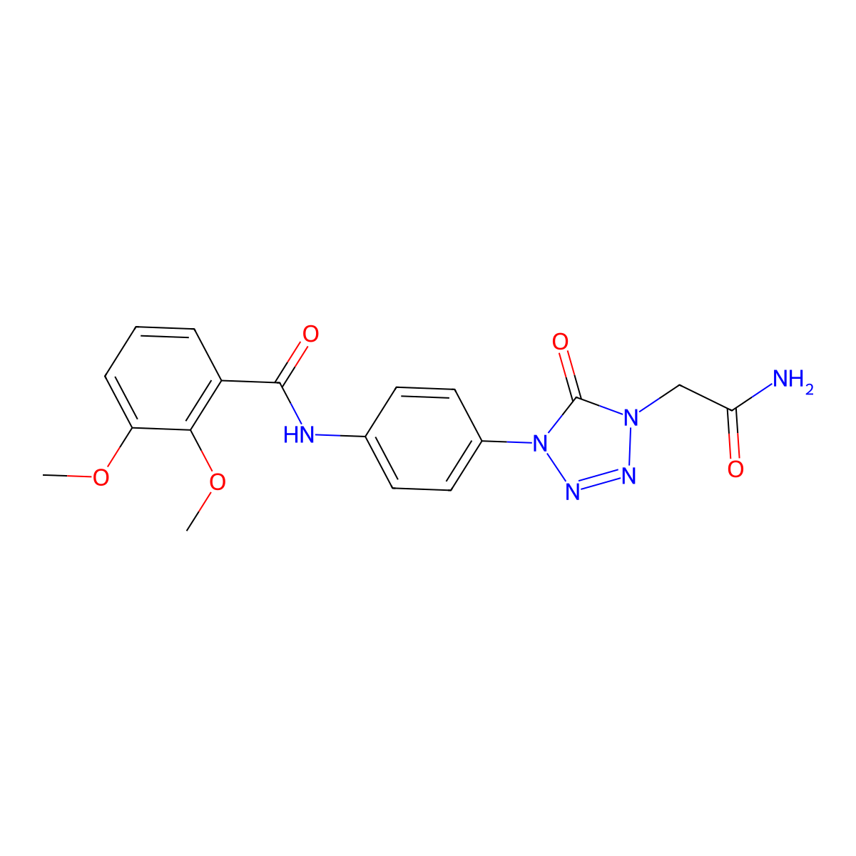 N-(4-(4-(2-amino-2-oxoethyl)-5-oxo-4,5-dihydro-1H-tetrazol-1-yl)phenyl)-2,3-dimethoxybenzamide molecular structure, CAS 1396864-64-4