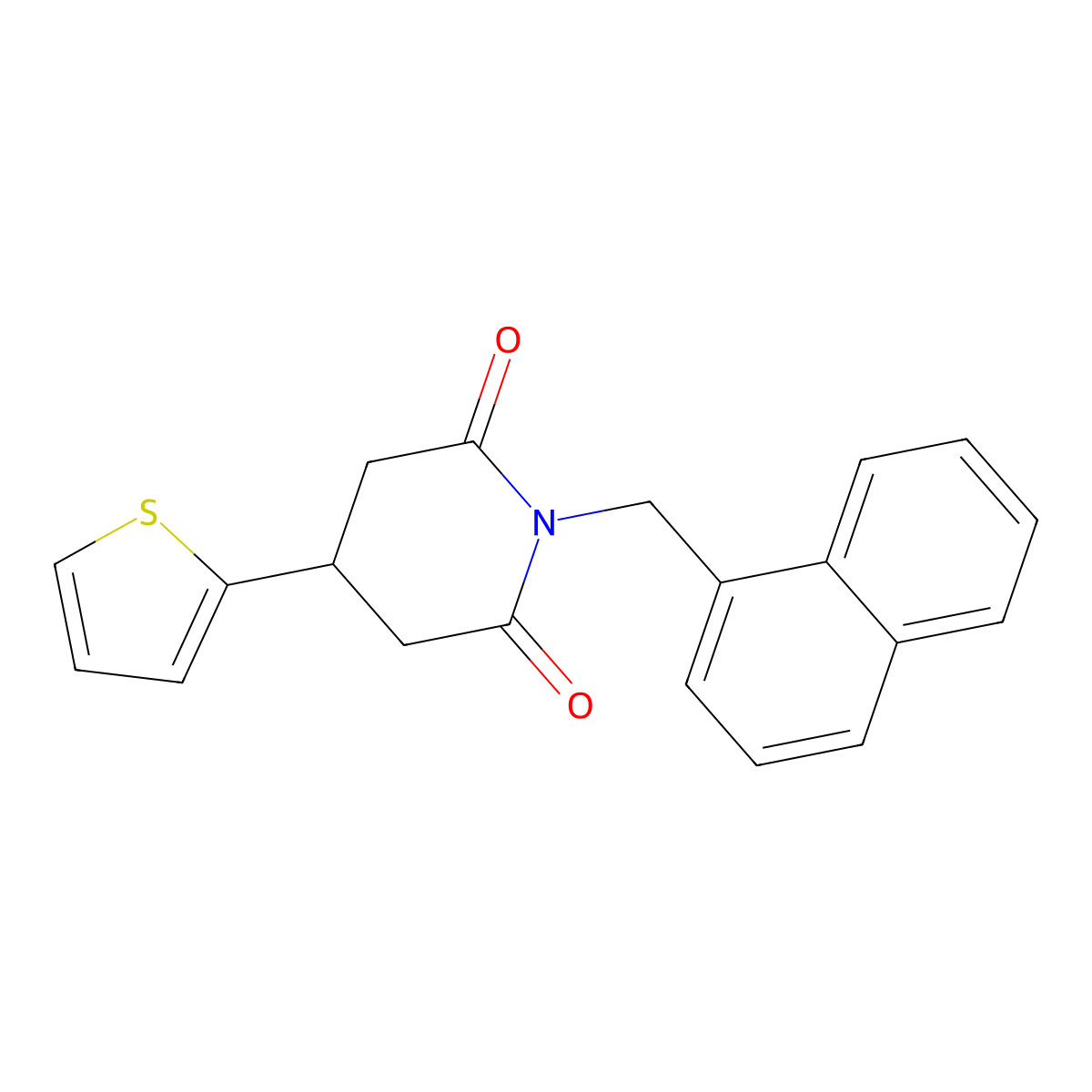 1-(Naphthalen-1-ylmethyl)-4-(thiophen-2-yl)piperidine-2,6-dione molecular structure, CAS 1396864-65-5