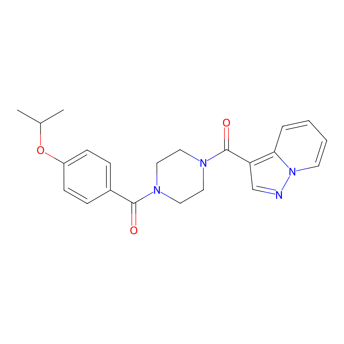 (4-(4-Isopropoxybenzoyl)piperazin-1-yl)(pyrazolo[1,5-a]pyridin-3-yl)methanone molecular structure, CAS 1396864-66-6